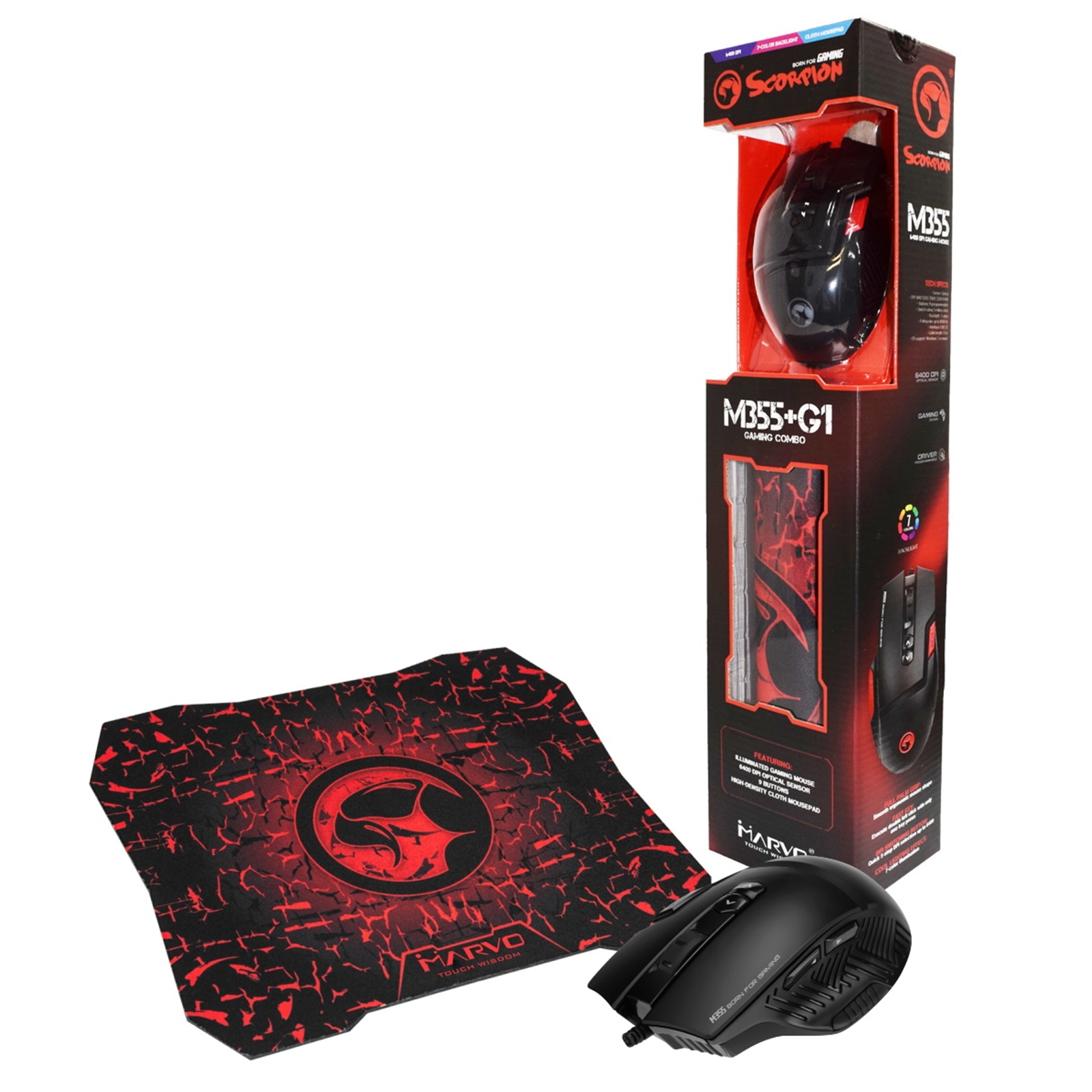 teach Juggling Brown MARVO USB 7 Colour LED Black Gaming Mouse with G1 Small Gaming Mouse Pad  Gaming Combo - SPECIAL OFFER | Falcon Computers