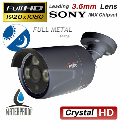 Anspo  2.0Mp Full HD CCTV Camera TVI AHD 20M IR LED - Bullet - Black