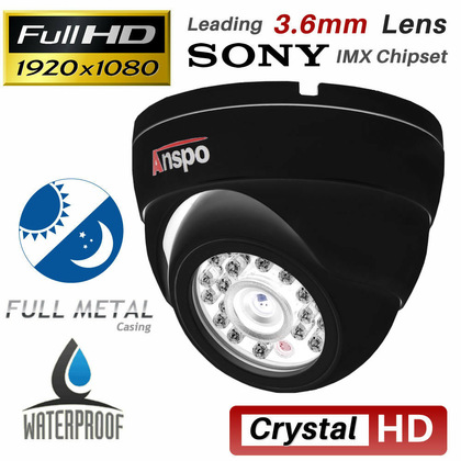 Anspo  2.0Mp Full HD CCTV Camera TVI AHD 20M IR LED - Dome - Black