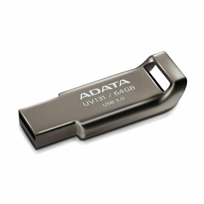 Adata  64GB USB 3.0 Memory Pen, Capless, Chromium Grey with Key ring Hole