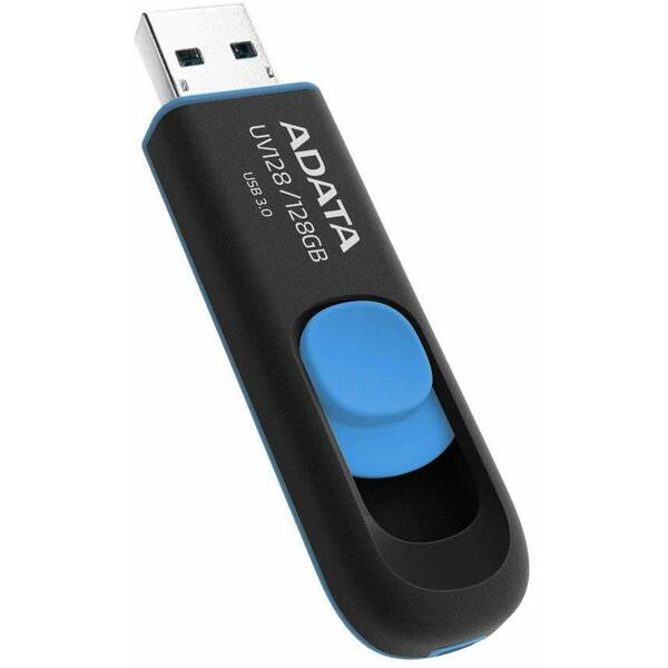 Adata  128GB USB3.0 Flash Memory Pen, Retractable, Capless, Black & Blue
