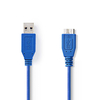NEDIS  USB 3.0 Cable A Male - Micro B Male Round 0.5 m Blue Image