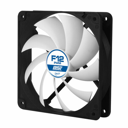 Arctic Cooling  F12 12cm PWM PST Case Fan, Black & White, 9 Blades, Fluid Dynamic,