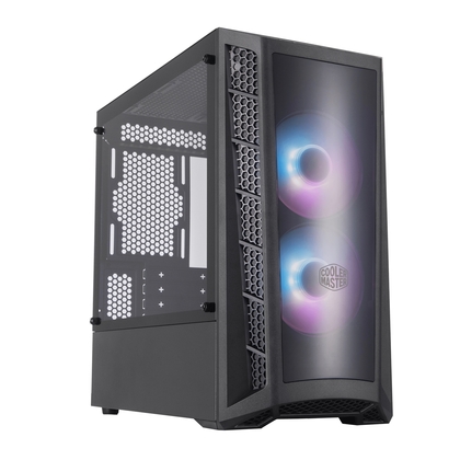 Coolermaster MCB-B320L-KGNN-S02 MasterBox MB320L ARGB Micro Tower. Edge-to-Edge Tempered Glass Side, Addressable RGB LED Fans
