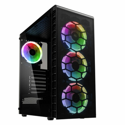 Kolink OBSERVATORY-LITE-MESH Observatory Lite RGB (MESH) Gaming Case - Black Tempered Glass Window Mesh Front Panel - Special Offer