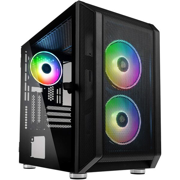 Kolink  Citadel Micro ATX Gaming Case - Black Mesh Front with RGB Fans - Tempered Glass