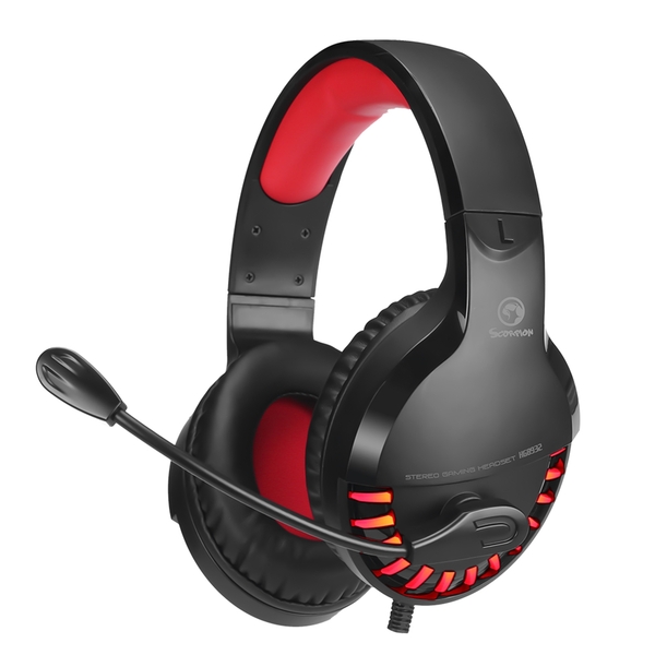 MARVO Scorpion Stereo Sound Gaming Headset with USB Powered Red Lighting