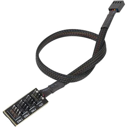 Generic  PWM Fan Hub Fan Hub CPU cooling 4 Way fan splitter - Black Sleeved