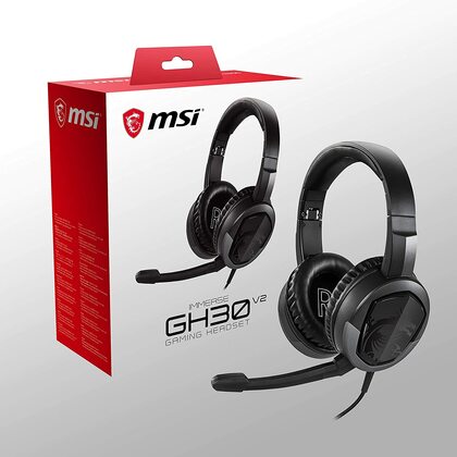 MSI Imerse G30 v2 Foldable Lightweight headset with detachable mic, 40mm controllers, 4 pole and 3.5mm splitter included