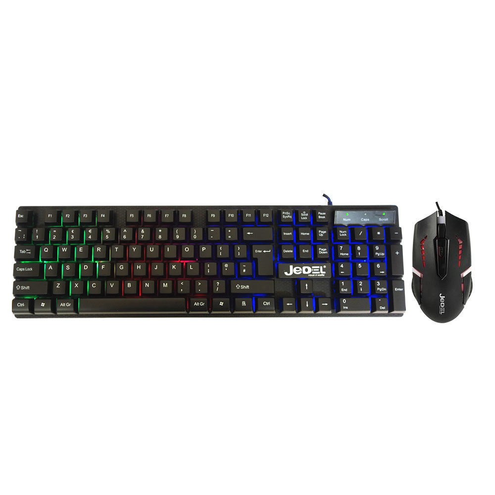 JEDEL LED Colour Changing Gaming Keyboard and Mouse BLACK Falcon