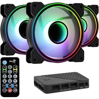 Aerocool  Mirage 12 Pro 120 mm ARGB Case Fan Kit With Hub