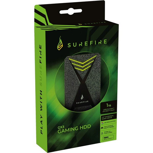 Surefire 53681 1TB 2.5” GX3 USB 3.2 Gen 1 External Gaming Hard Drive - Special Offer