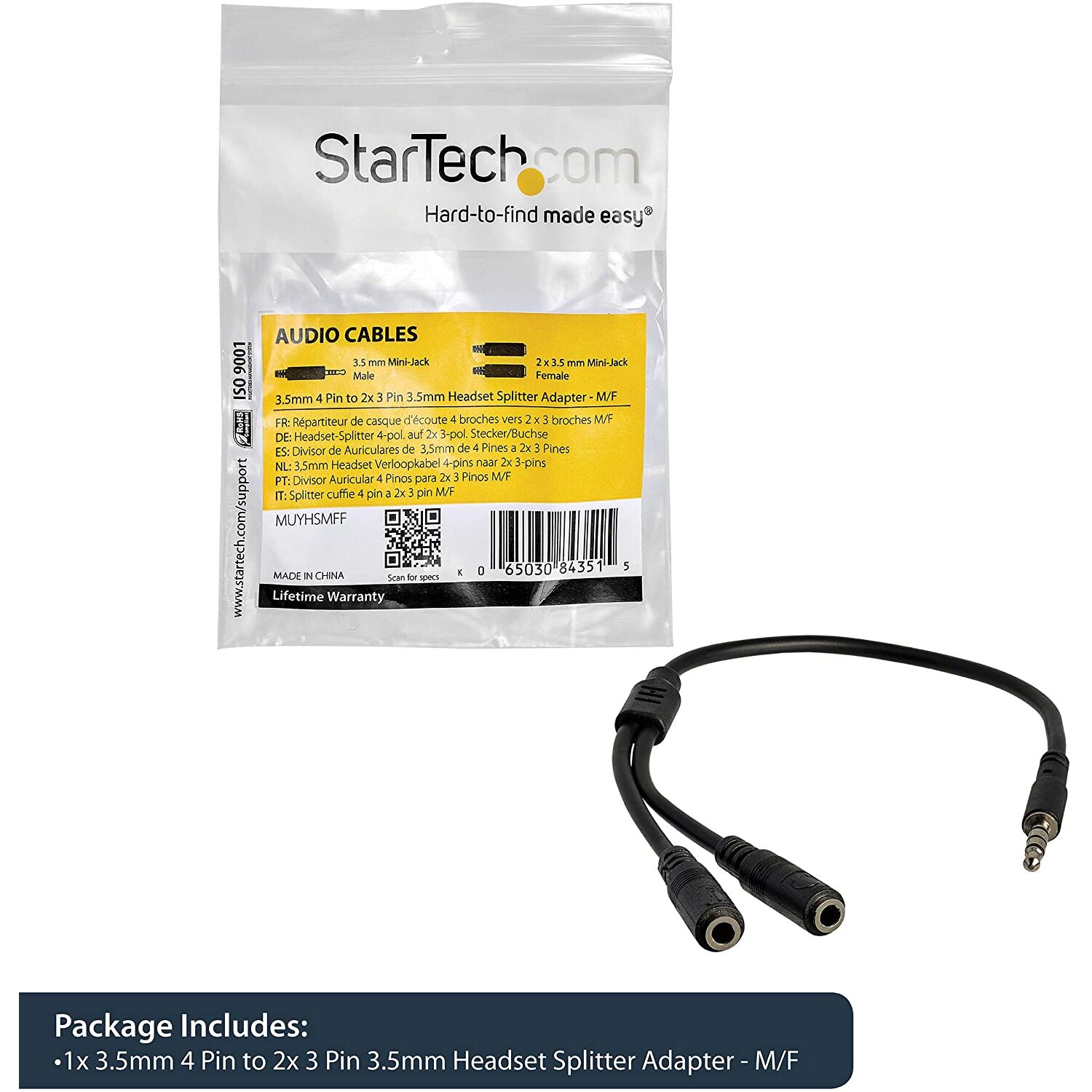 StarTech Headset Adapter, Microphone and Headphone