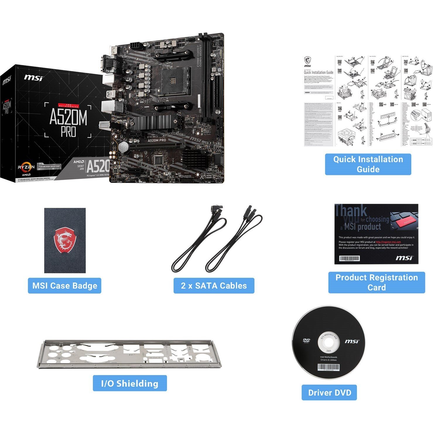 MSI AMD A520 (Socket AM4) RYZEN DDR4 Micro ATX Motherboard | Falcon ...