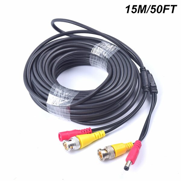 Generic  20M BNC Plug + Play Video Power shotgun Cable For CCTV Cameras - Black