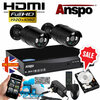 Anspo 4 Channel DVR/NVR CCTV - 500GB HDD PSU and 2 Dome cameras Kit Image