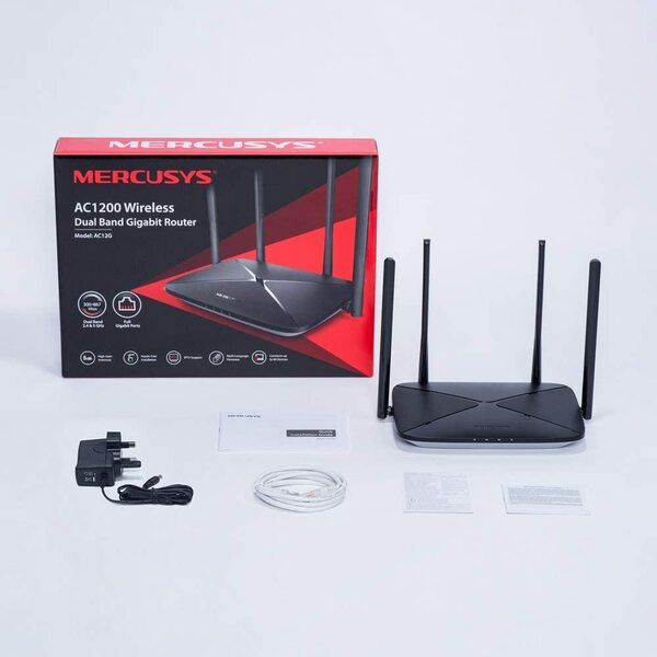 Mercusys  AC1200 (867+300) Wireless Dual Band Gigabit Cable Router, 3-Port