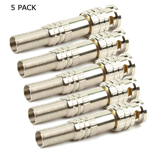 Generic  BNC Twist On Plug Male Adapter For CCTV RG59 Coax Cable Spring Screw Converter  - 5 pack