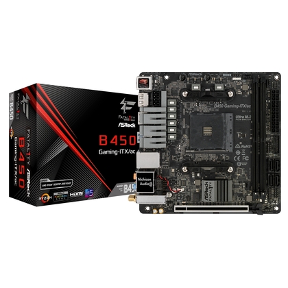 ASROCK  Fatal1ty B450 Gaming-ITX/ac AMD Socket AM4 HDMI/DisplayPort DDR4 USB C 3.1 Gen2 Motherboard