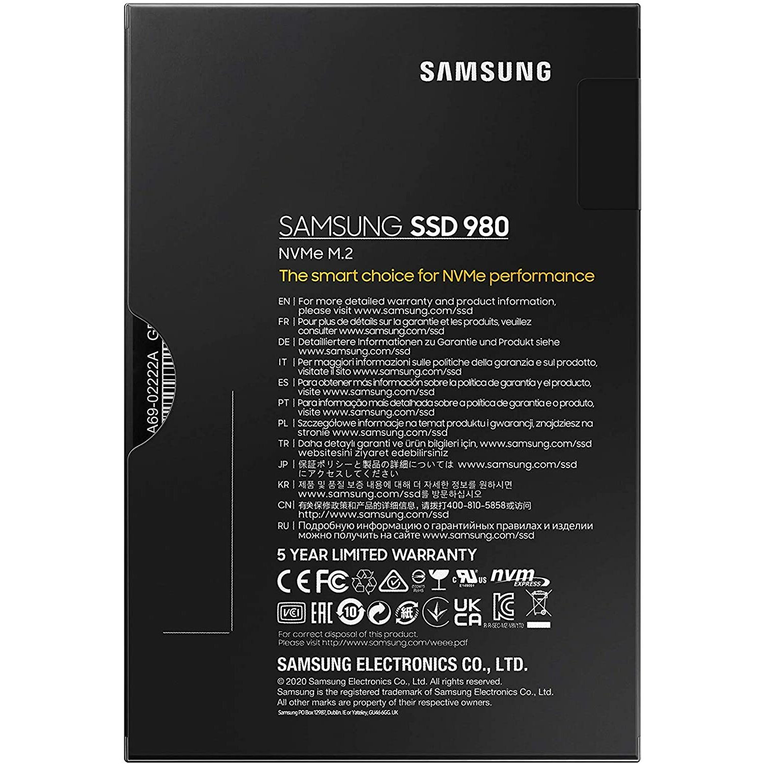 Samsung 980 500GB PCIe 3.0 (up to 3.100 MB/s) NVMe M.2