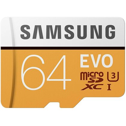 Samsung  EVO 64GB 4K Ready MicroSDXC Memory Card UHS-I U3 with SD Adaptor
