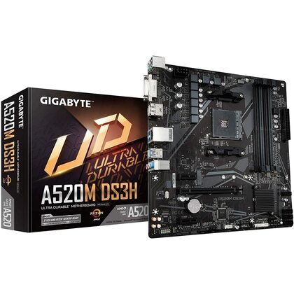 Gigabyte A520M-DS3H AMD A520 (Socket AM4) RYZEN DDR4 Micro ATX Motherboard