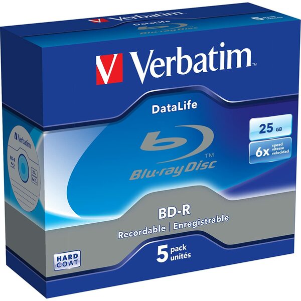Verbatim  5x Pack 25Gb 6 Speed Blank Blu-Ray discs (Jewelcase)