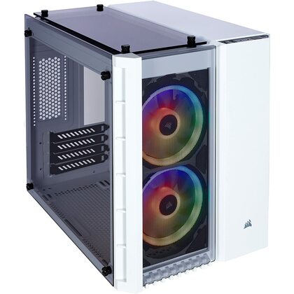 Corsair CC-9011137-WW 280X (RGB Edition) Crystal Tempered Glass Micro ATX PC Case - White