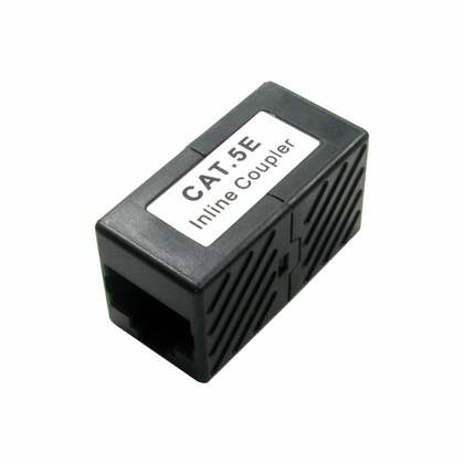 Generic  Rj45 Cat5 Female - Female Through Coupler - Straight Through Black