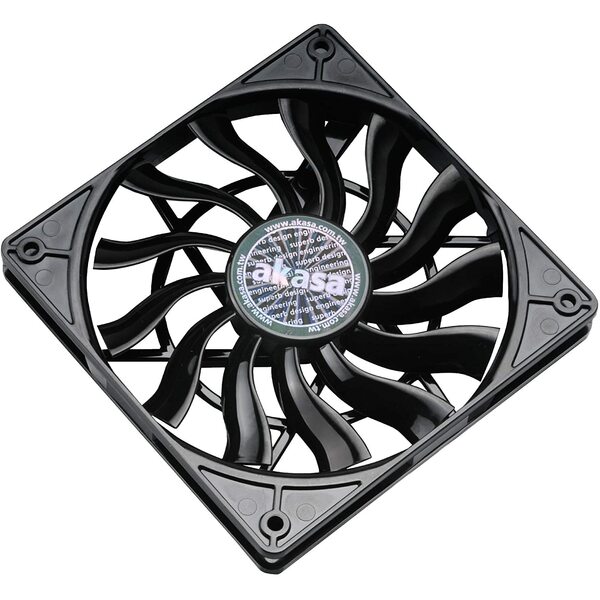 Akasa  120mm PC Slimline Fan, 4-pin, 15 mm, Black