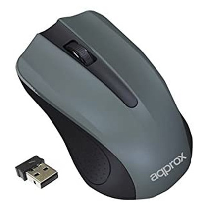 Approx  Wireless 3 Button Mouse with Scroll Wheel 2.4GHz Nano USB Grey / Black