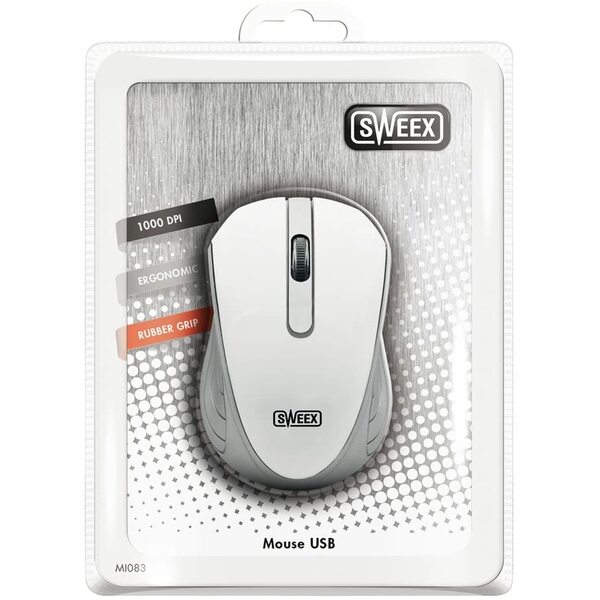Sweex  Compact USB mouse - White / Silver - 1000 Dpi