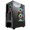 JEDEL  Wrath RGB MESH Fronted Gaming Case with 6 RGB 120mm Fans - Black Tempered Glass Window Image