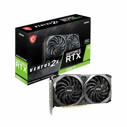 MSI 3060-TI-VENTUS-2X-OCV1LHR Geforce RTX 3060 Ti Ventus 2X OCV1 LHR 8GB GDDR6x PCI-Express Graphics Card