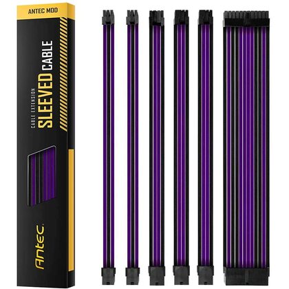 ANTEC  Power Supply Sleeved Cable Extension Kit 30cm with Combs, Purple / Black