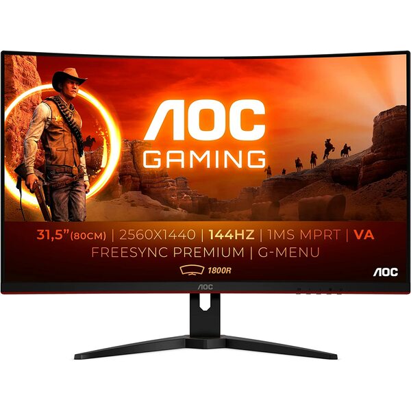 Aoc  31.5` QHD 1440p LED Curved Black Gaming monitor LED Display 144Hz  - Black Friday Deal