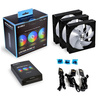 Lian Li UF-AL120-3W UNI AL120 Addressable RGB 120mm Fan Triple Pack With Controller - Black Image