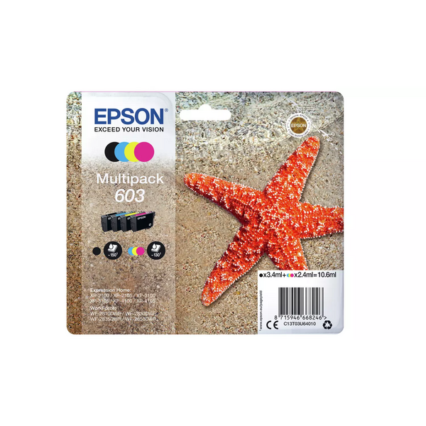 EPSON  603 Starfish Genuine Multipack, 4-Colours Ink Cartridges