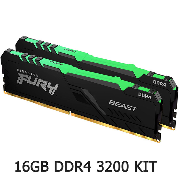 Kingston KF432C16BBAK2/16 16GB FURY Beast RGB (2x8GB) 3200MHz DDR4 CL16 Desktop Memory Kit of 2 - SPECIAL OFFER