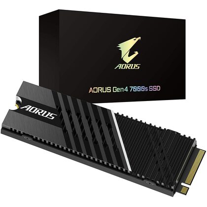 Gigabyte  AORUS Gen4 7000s SSD 1TB PCIe 4.0 NVMe M.2, Nanocarbon Coated Aluminum Heatsink - PS5 Ready Drive