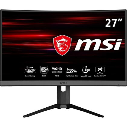 MSI ?9S6-3CA66T-009 27 Inch Curved Gaming Monitor - 16:9 WQHD (2560 x 1440), 2K, VA, 165Hz, 1ms, 1500R, FreeSync, HDR, RGB Mystic Light, DisplayPort, HDMI, Type-C, Special Offer Price
