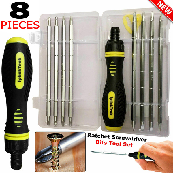 Splinktech  8pcs Adjustable Phillips Screwdriver Tool Set Slotted Torx Bit Ratchet Durable