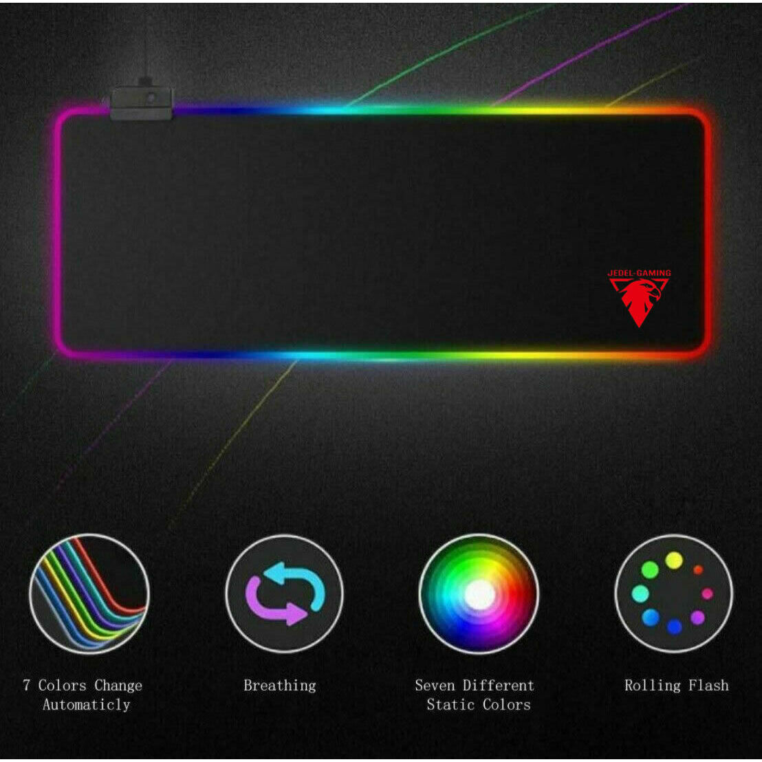 JEDEL RGB Gaming Mouse Pad, 800mm x 300mm x 4mm Falcon Computers
