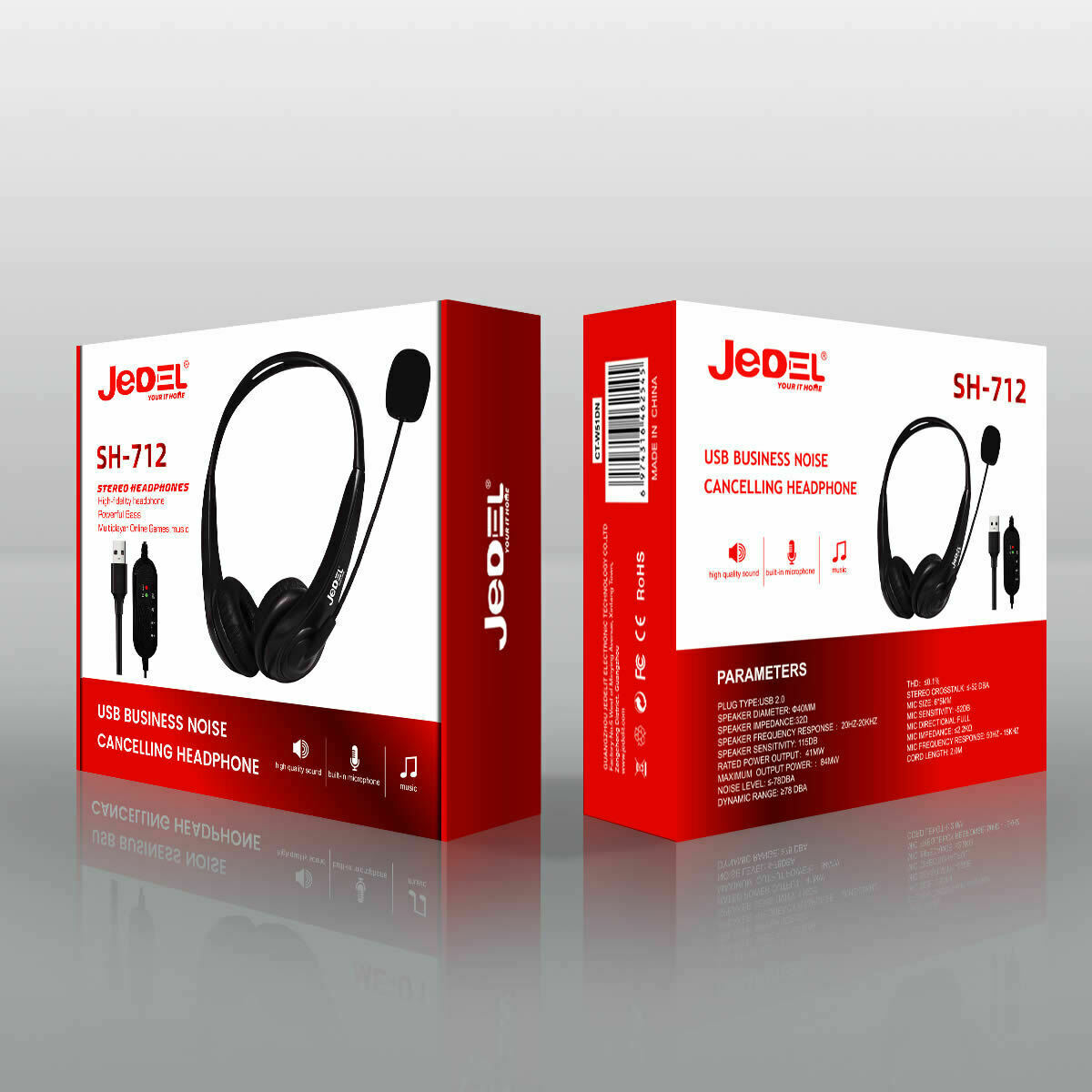 JEDEL Slim Light Weight USB Office Noise Cancelling Headset Headphones With MIC For PC Laptop UK Falcon Computers
