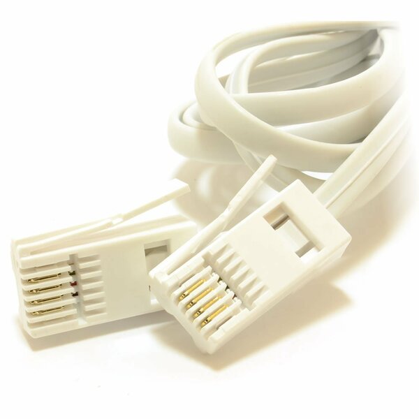 Generic 2Meter BT Plug to 4 Wire Male BT Plug Telephone Cable Lead - White