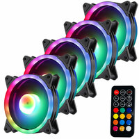 JEDEL  5 Pack RGB Case Fans 120MM LED Cooling With HUB & Remote