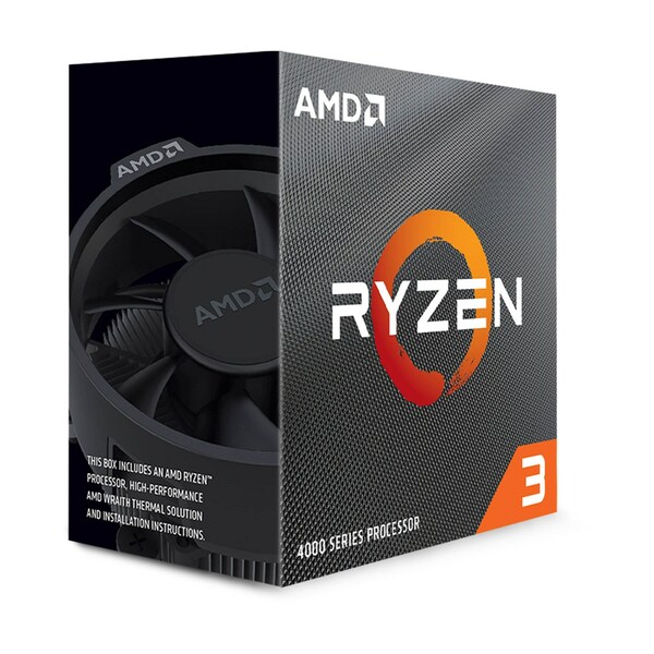 AMD Ryzen 3 4100 3.8GHz 4 Core AM4 Socket Overclockable Processor with Wraith Steath cooler, Retail Boxed