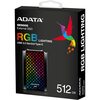 Adata ASE900G-512GU32G2-CBK 512GB External RGB SSD, USB 3.2 Gen2x2 Type-C (USB-A Adapter), R/W 2000/2000 MB/s, Windows/Mac/Android Compatible Image