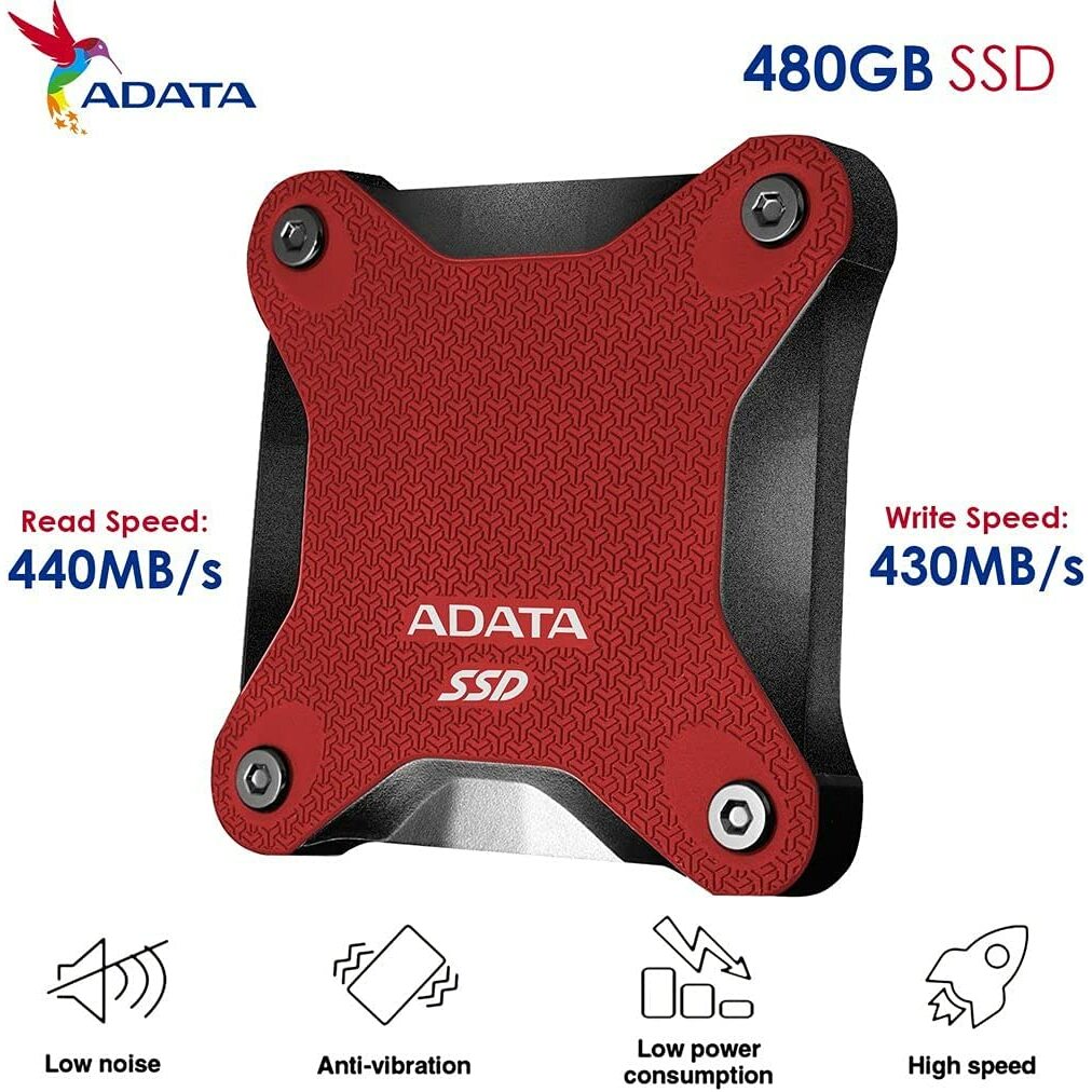 Adata 480GB 2.5 Inch USB3.0 SSD Mobile Drive Red Falcon Computers