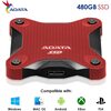 Adata  480GB 2.5 Inch USB3.0 SSD Mobile Drive - Red Image